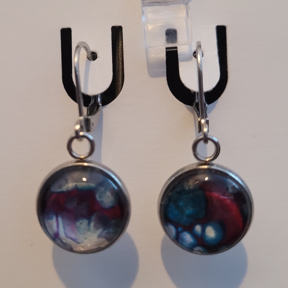 Handpainted glass earrings